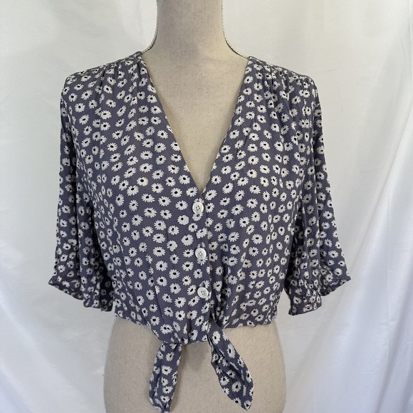 Faithfull The Brand x Anthropologie Danica Floral Tie Front Crop Top 10 - Picture 2 of 7